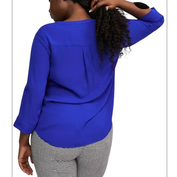 Torrid Harper Georgette Pullover 3/4 Sleeve Blouse Electric Blue 4X NWT - Picture 3 of 10